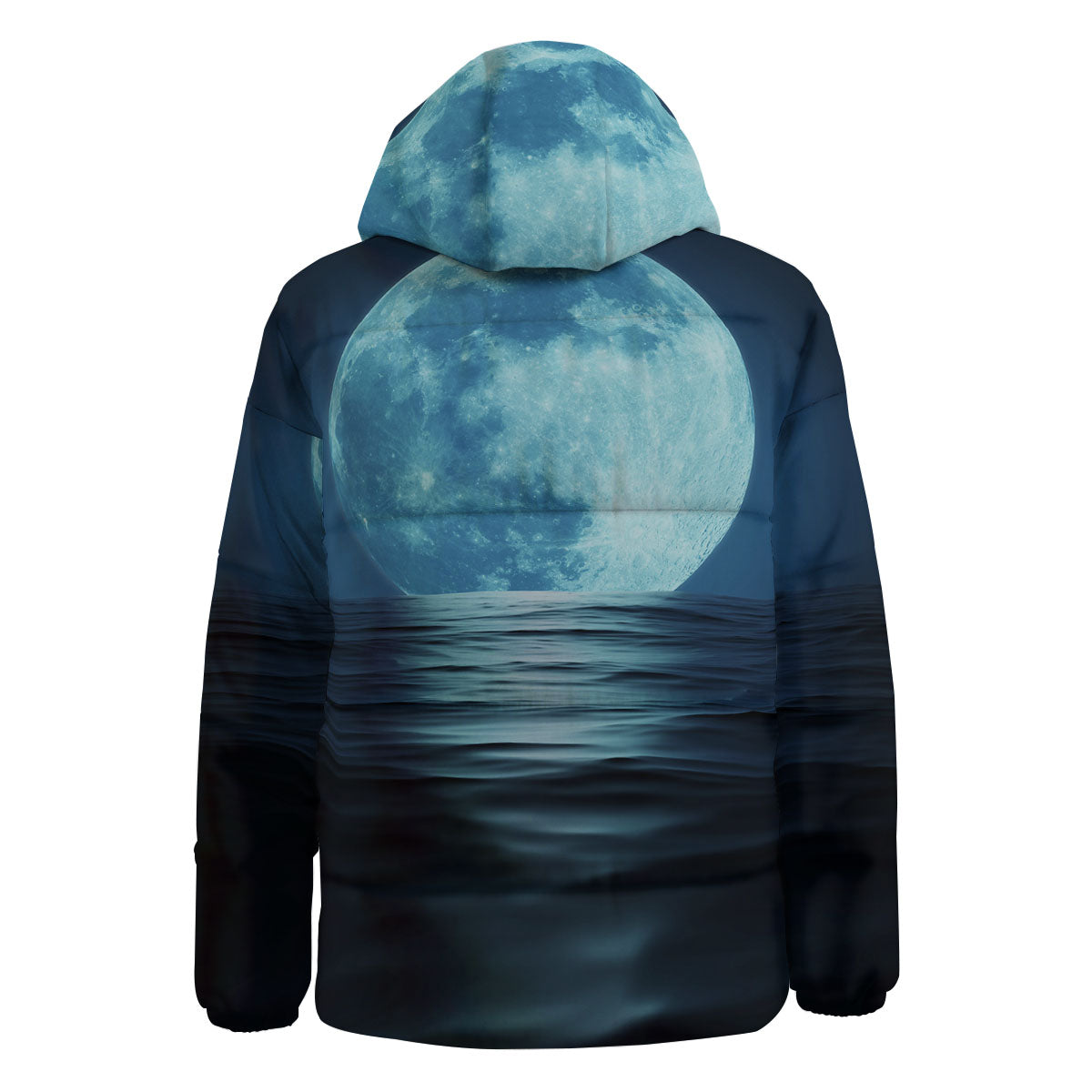 Moonlight And The Sea Print Down Jacket-grizzshop