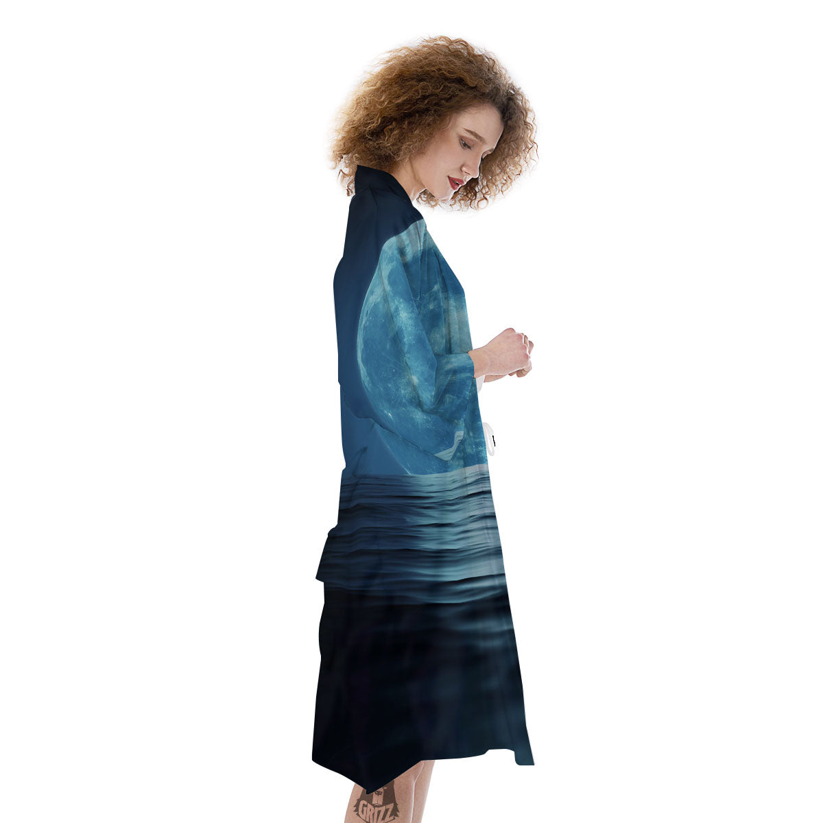 Moonlight And The Sea Print Kimono-grizzshop