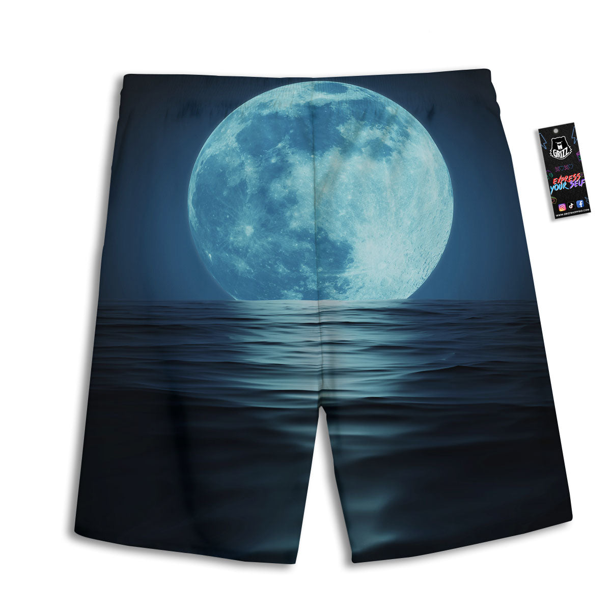 Moonlight And The Sea Print Men's Athletic Shorts