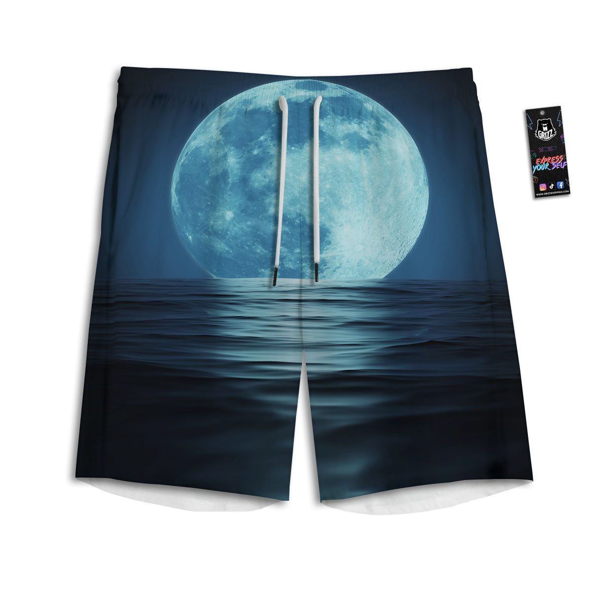 Moonlight And The Sea Print Men's Athletic Shorts