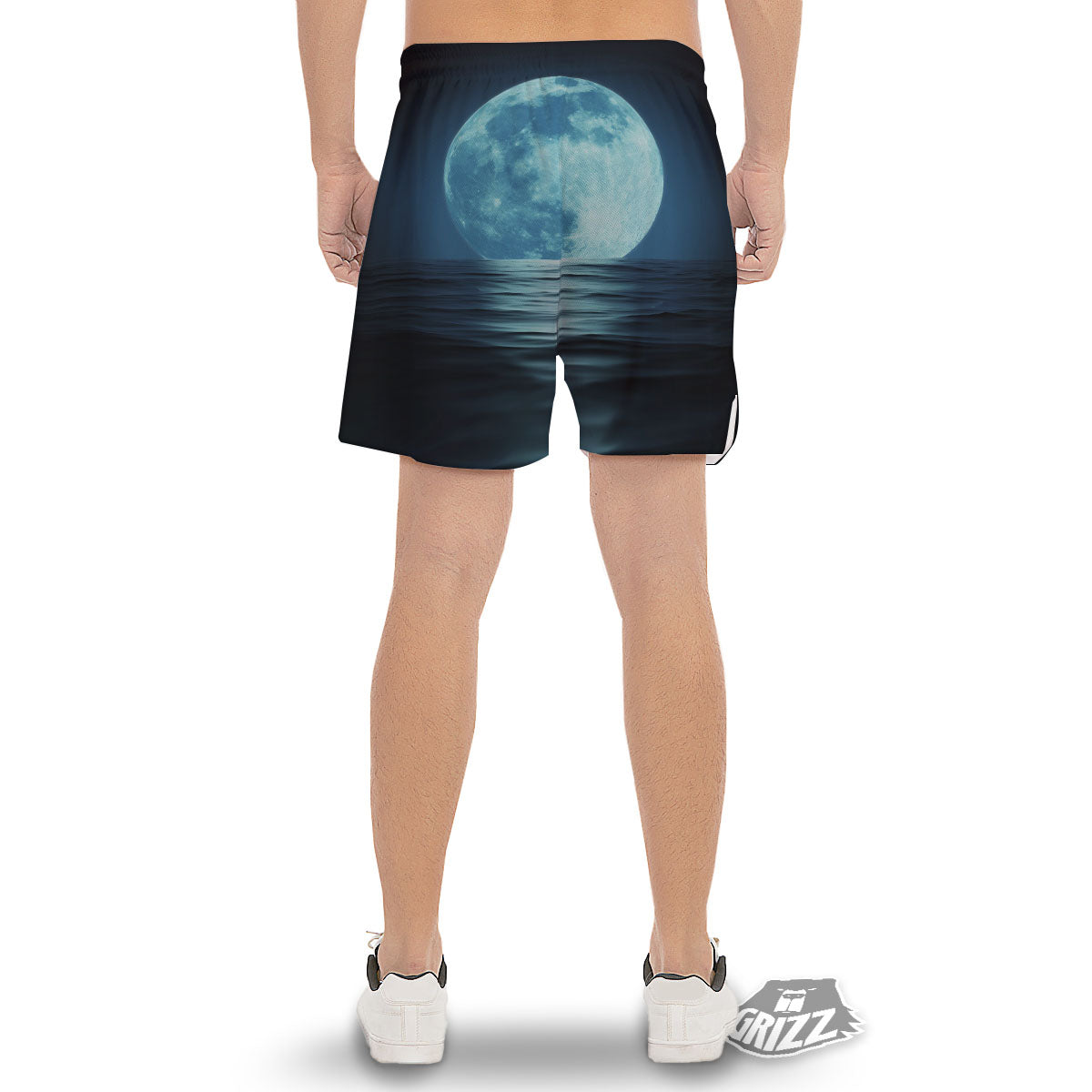 Moonlight And The Sea Print Men's Gym Shorts-grizzshop