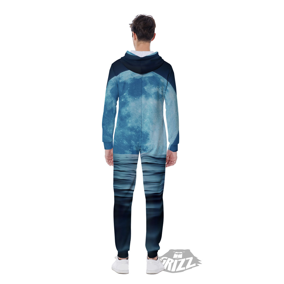Moonlight And The Sea Print Men's Jumpsuit-grizzshop
