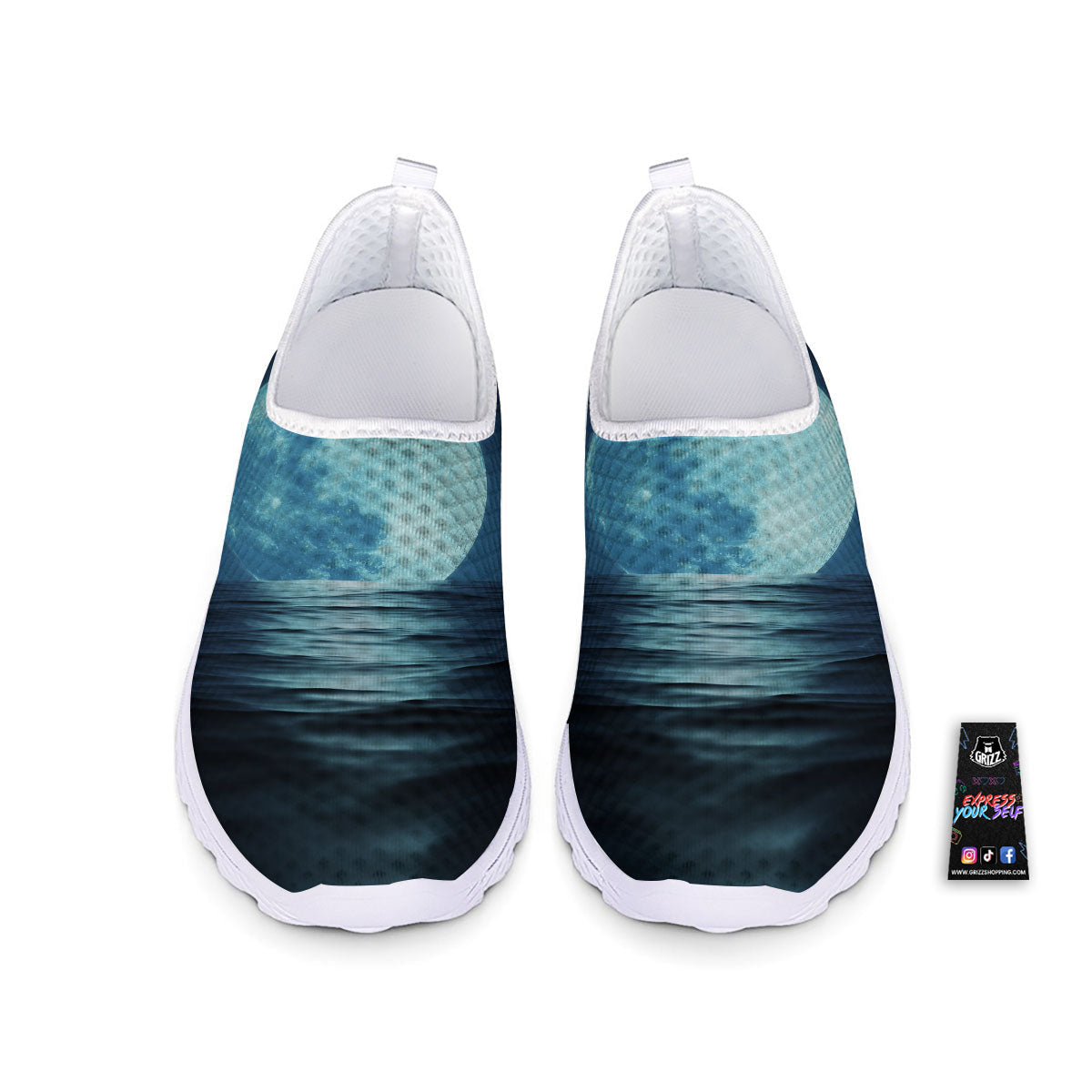 Moonlight And The Sea Print Nurse Shoes-grizzshop
