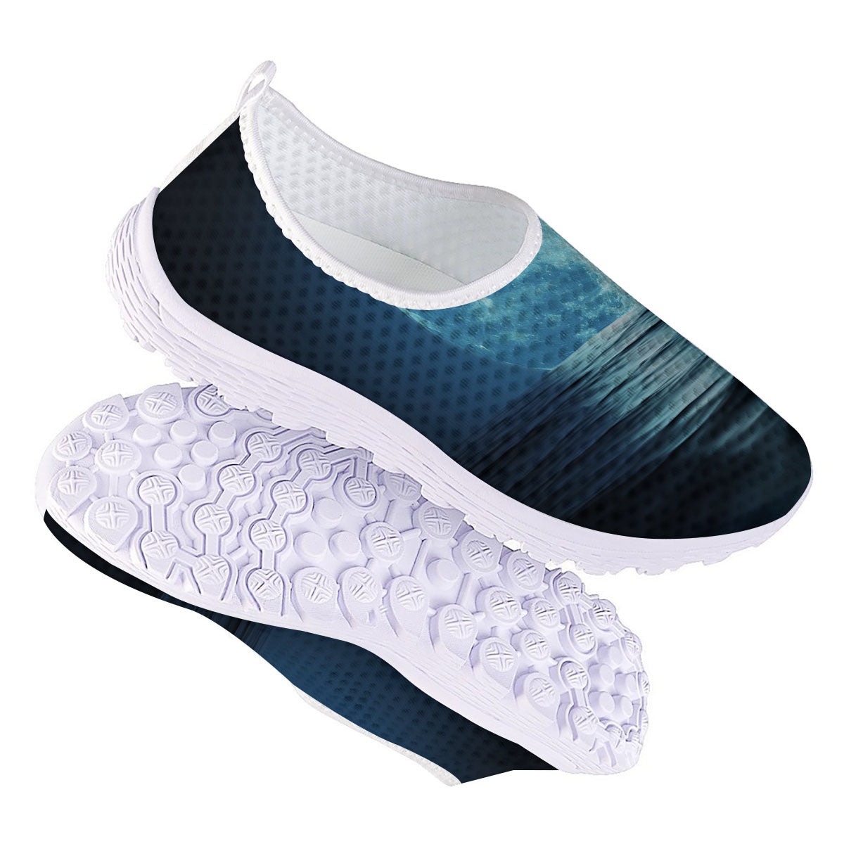 Moonlight And The Sea Print Nurse Shoes-grizzshop