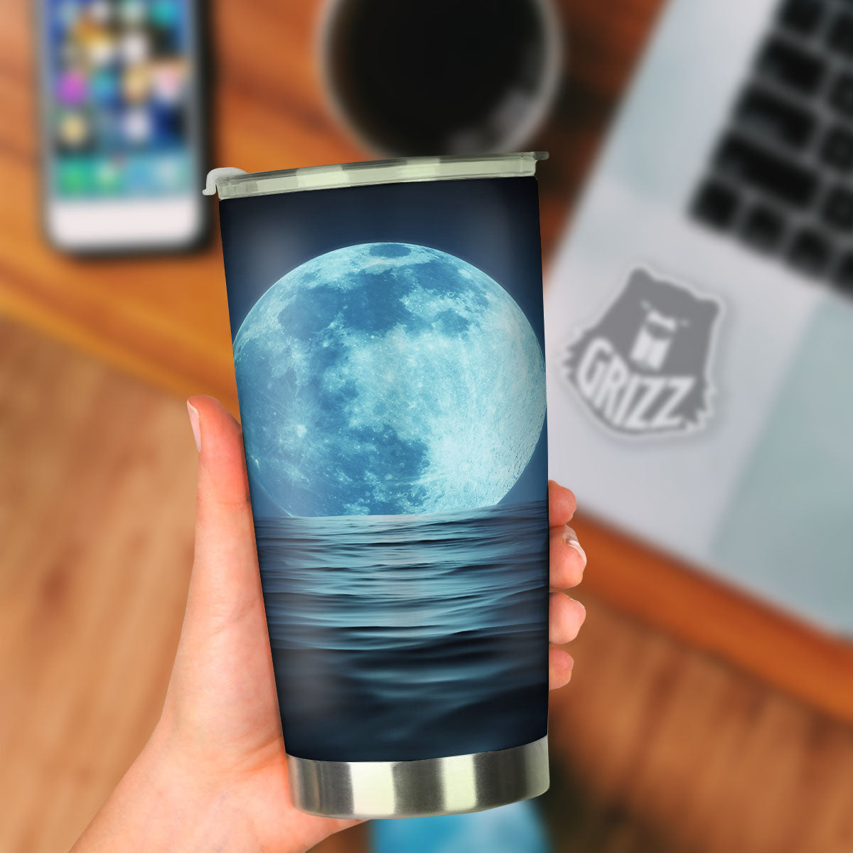 Moonlight And The Sea Print Tumbler-grizzshop