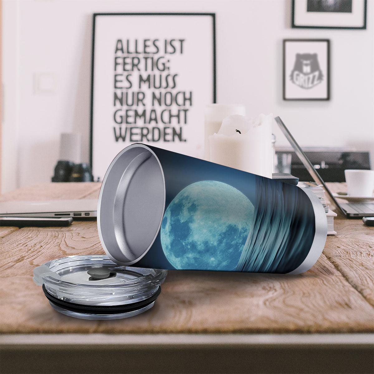 Moonlight And The Sea Print Tumbler-grizzshop