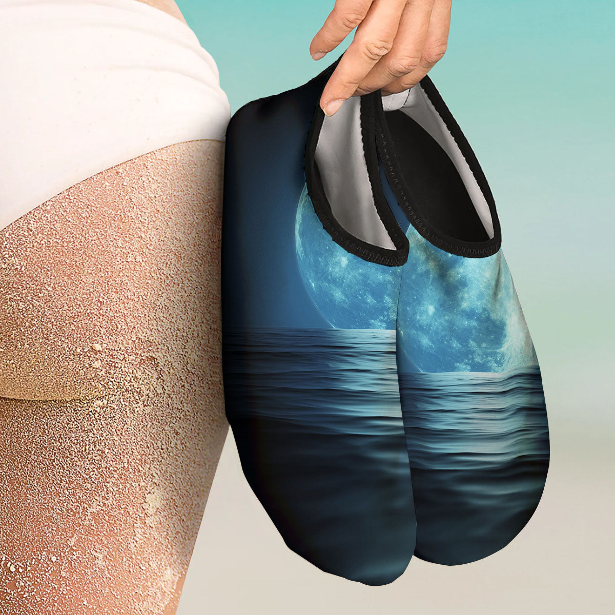 Moonlight And The Sea Print Water Shoes-grizzshop