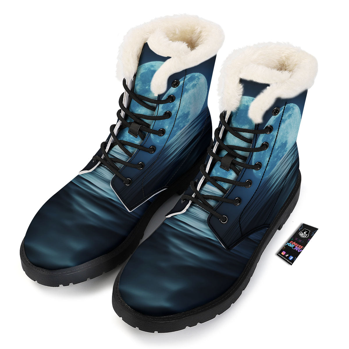 Moonlight And The Sea Print Winter Boots-grizzshop