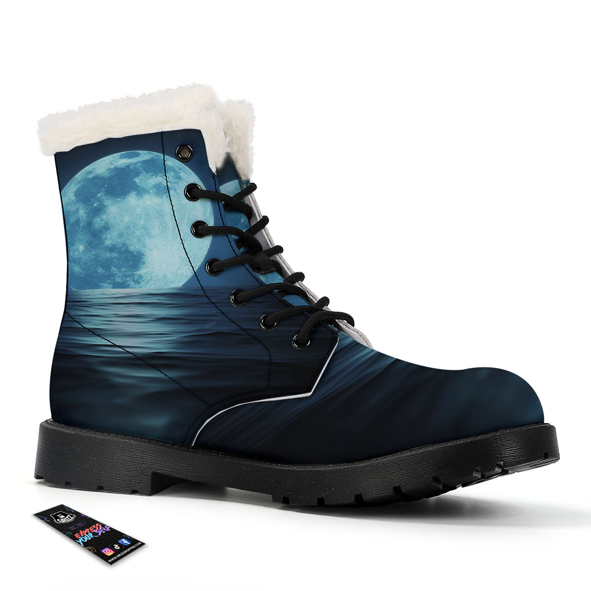 Moonlight And The Sea Print Winter Boots-grizzshop