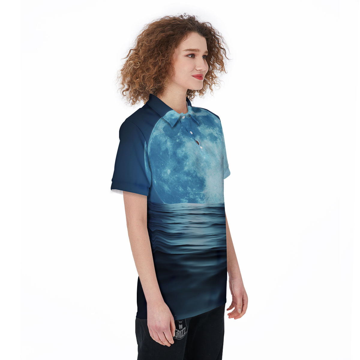 Moonlight And The Sea Print Women's Golf Shirts-grizzshop