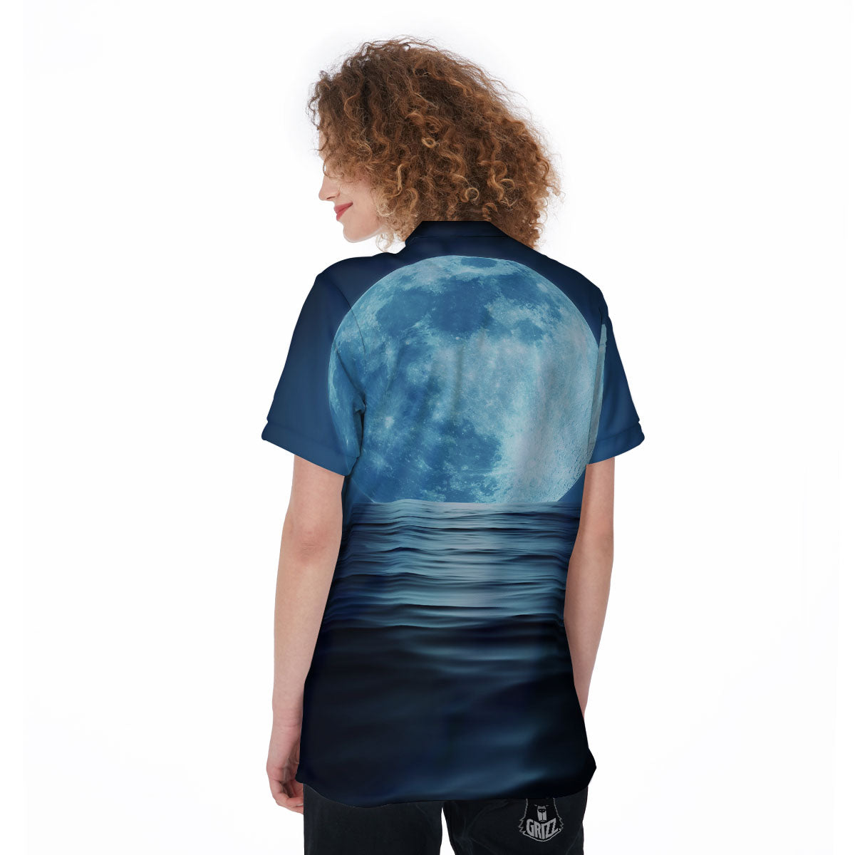 Moonlight And The Sea Print Women's Golf Shirts-grizzshop