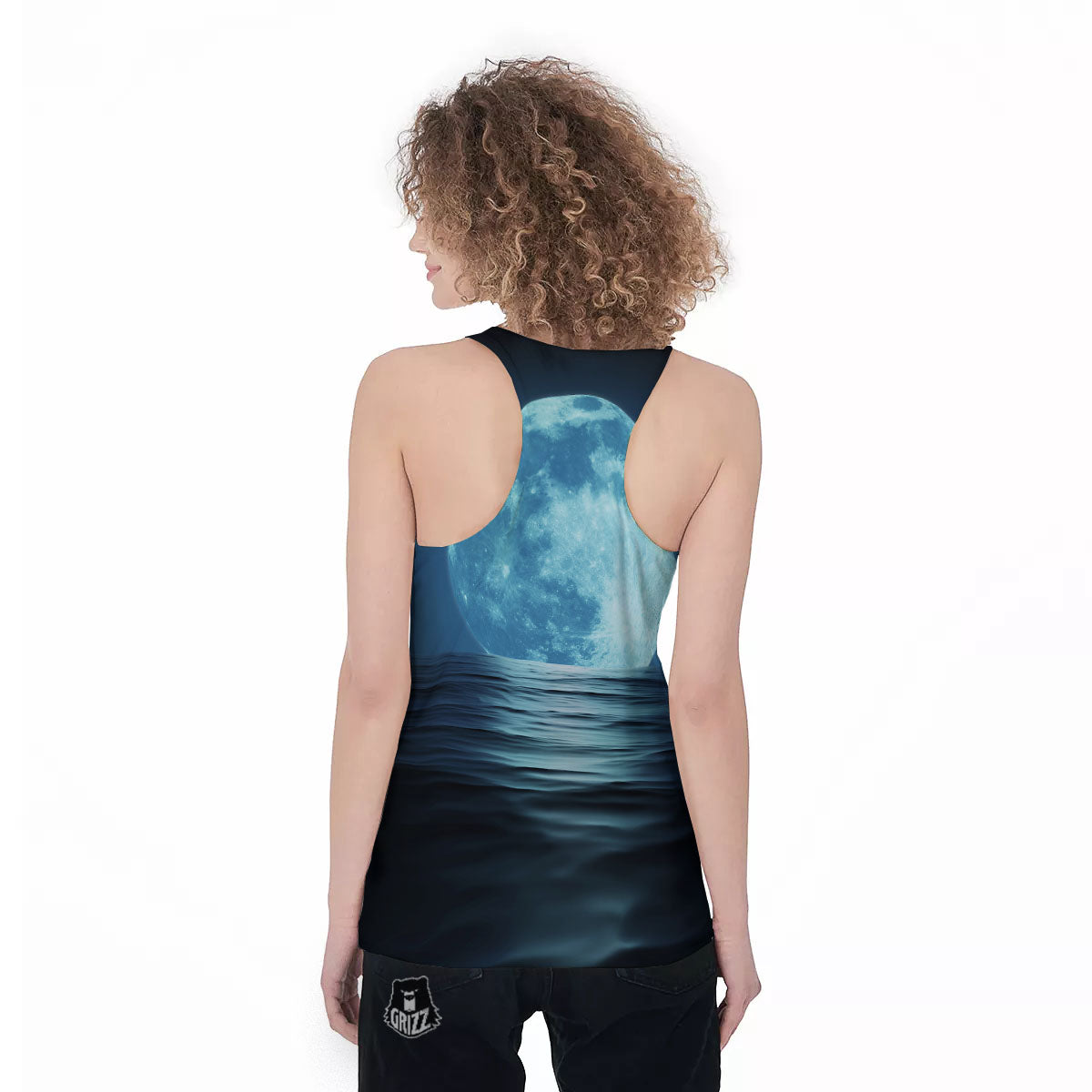 Moonlight And The Sea Print Women's Racerback Tank Top-grizzshop