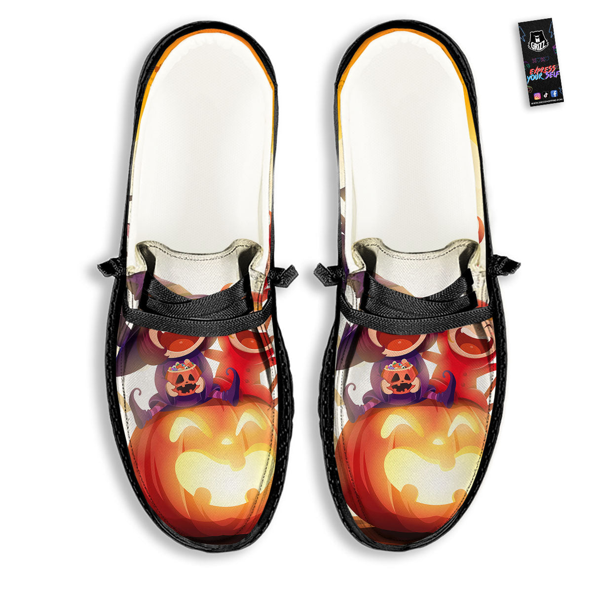 Moonlight Halloween Print Black Loafers-grizzshop