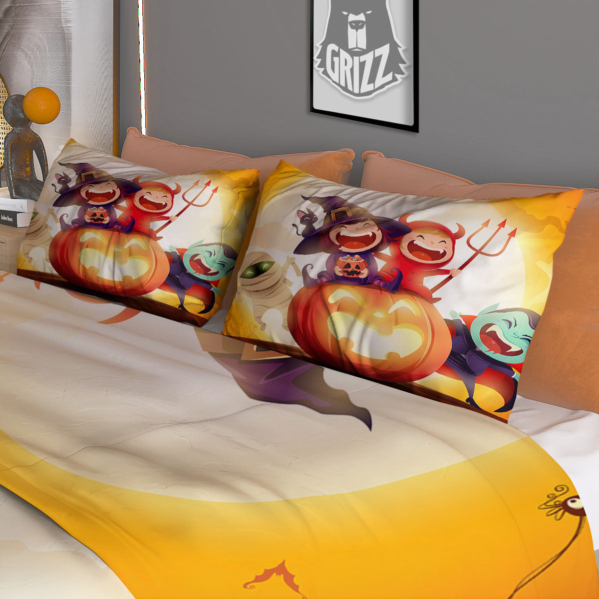 Moonlight Halloween Print Duvet Cover Bedding Set