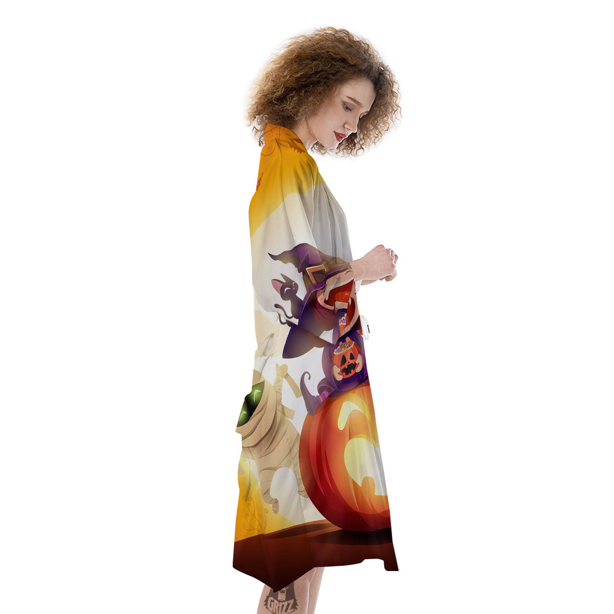 Moonlight Halloween Print Kimono-grizzshop
