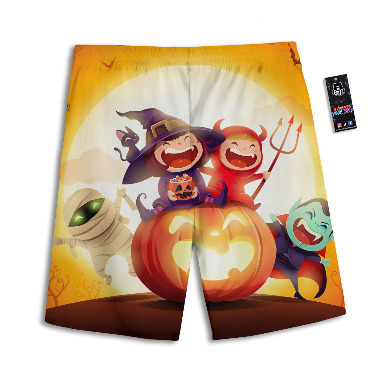 Moonlight Halloween Print Men's Athletic Shorts
