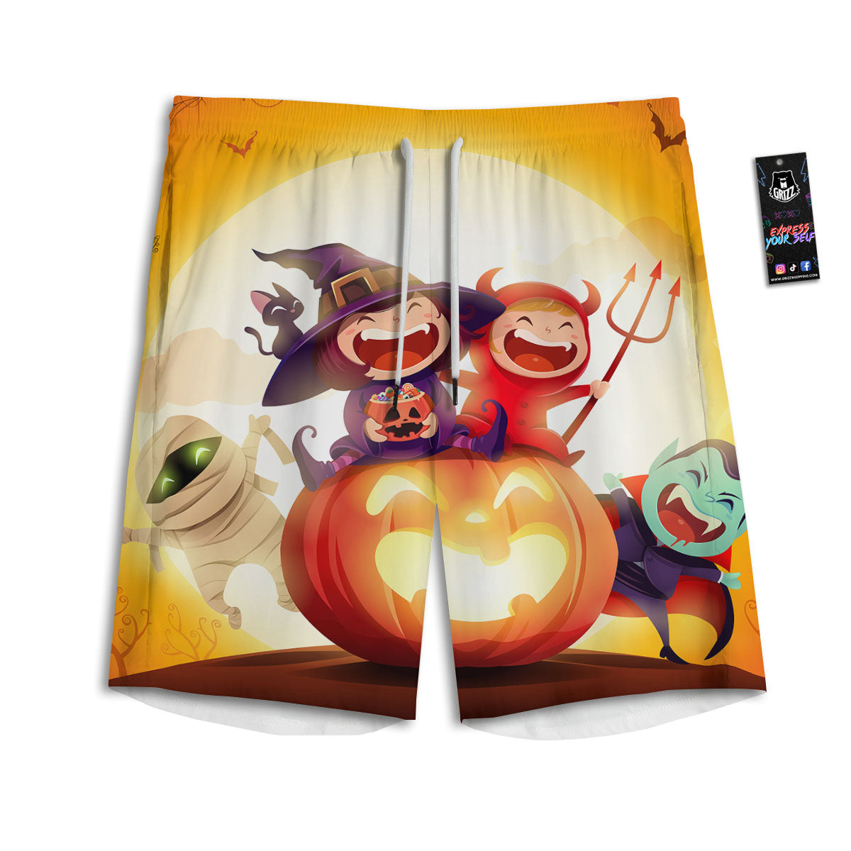 Moonlight Halloween Print Men's Athletic Shorts