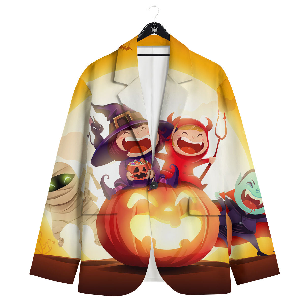 Moonlight Halloween Print Men's Sport Coat-grizzshop