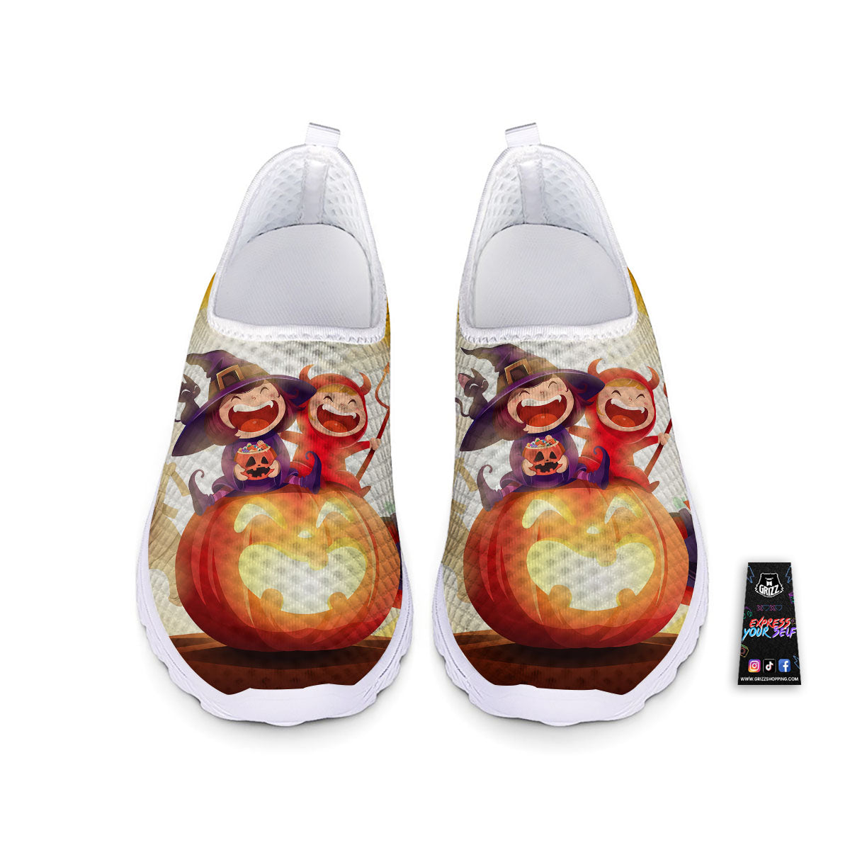 Moonlight Halloween Print Nurse Shoes-grizzshop