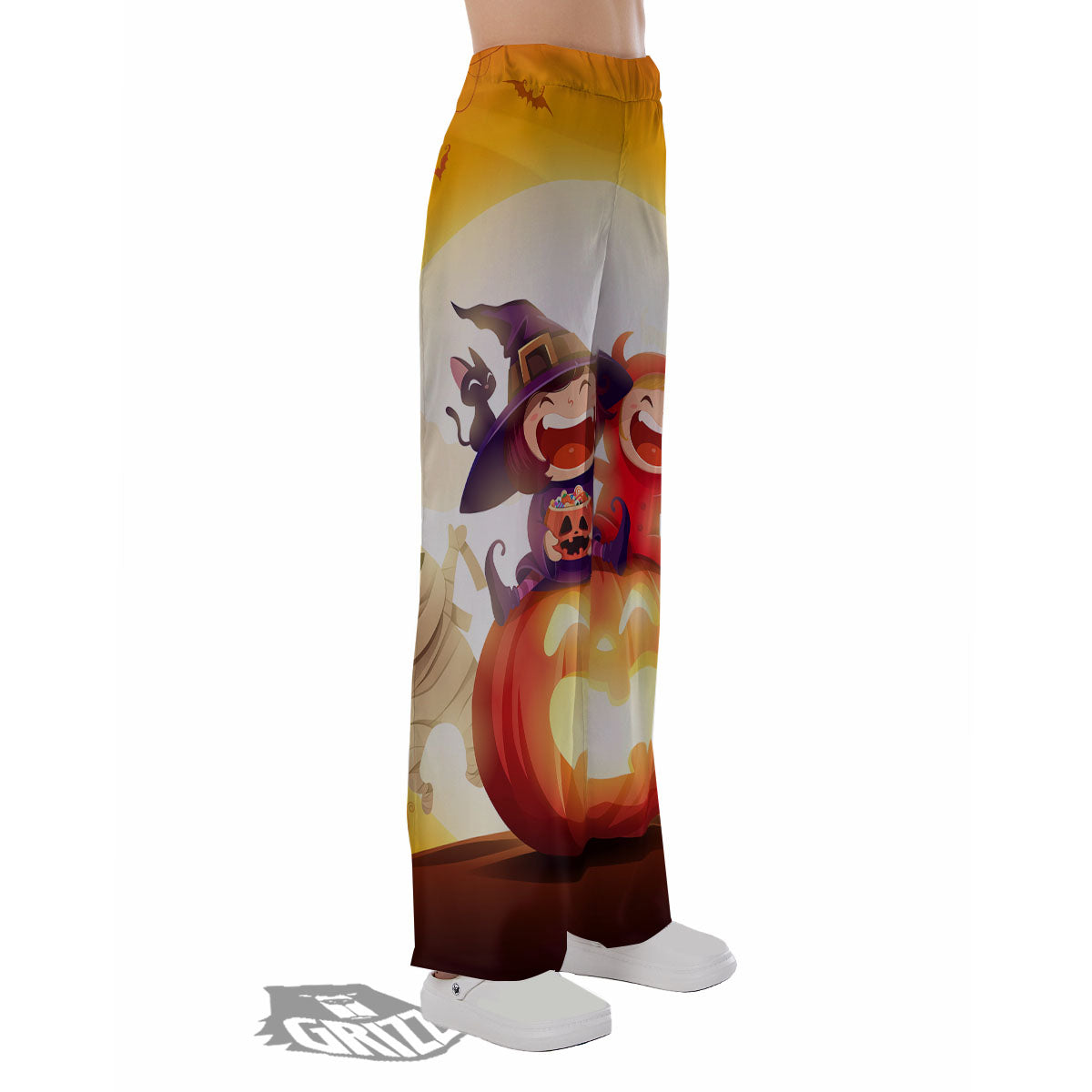 Moonlight Halloween Print Pajama Pants-grizzshop