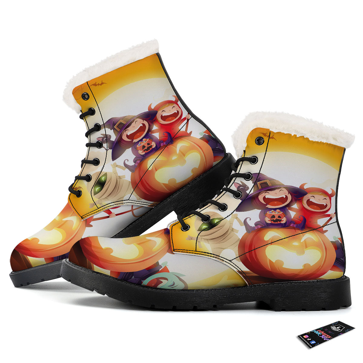 Moonlight Halloween Print Winter Boots-grizzshop
