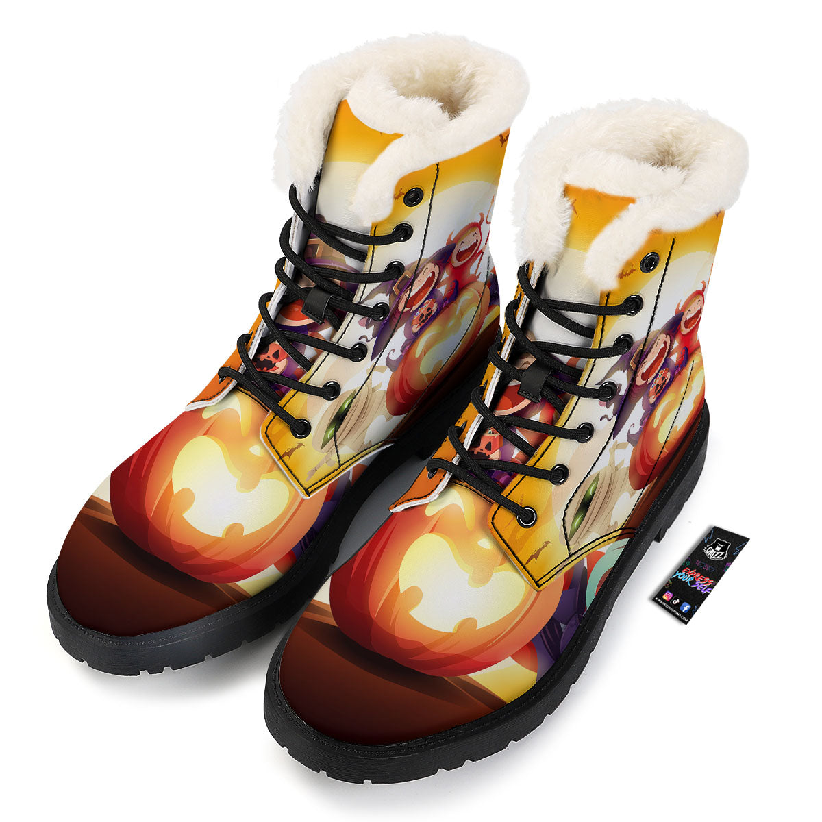Moonlight Halloween Print Winter Boots-grizzshop