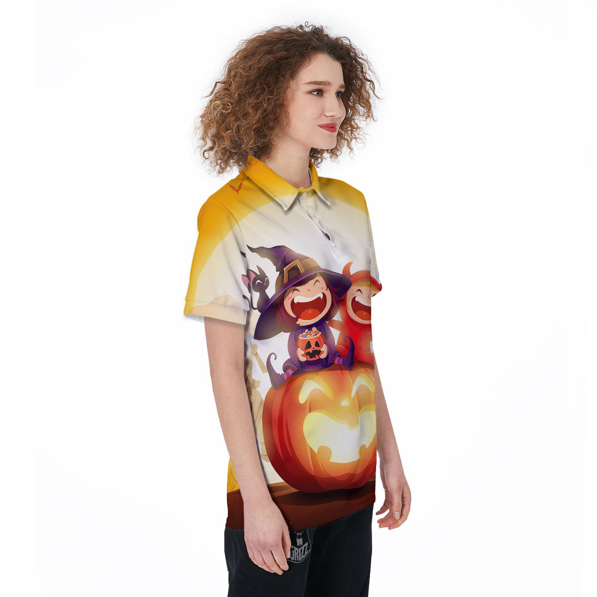 Moonlight Halloween Print Women's Golf Shirts-grizzshop