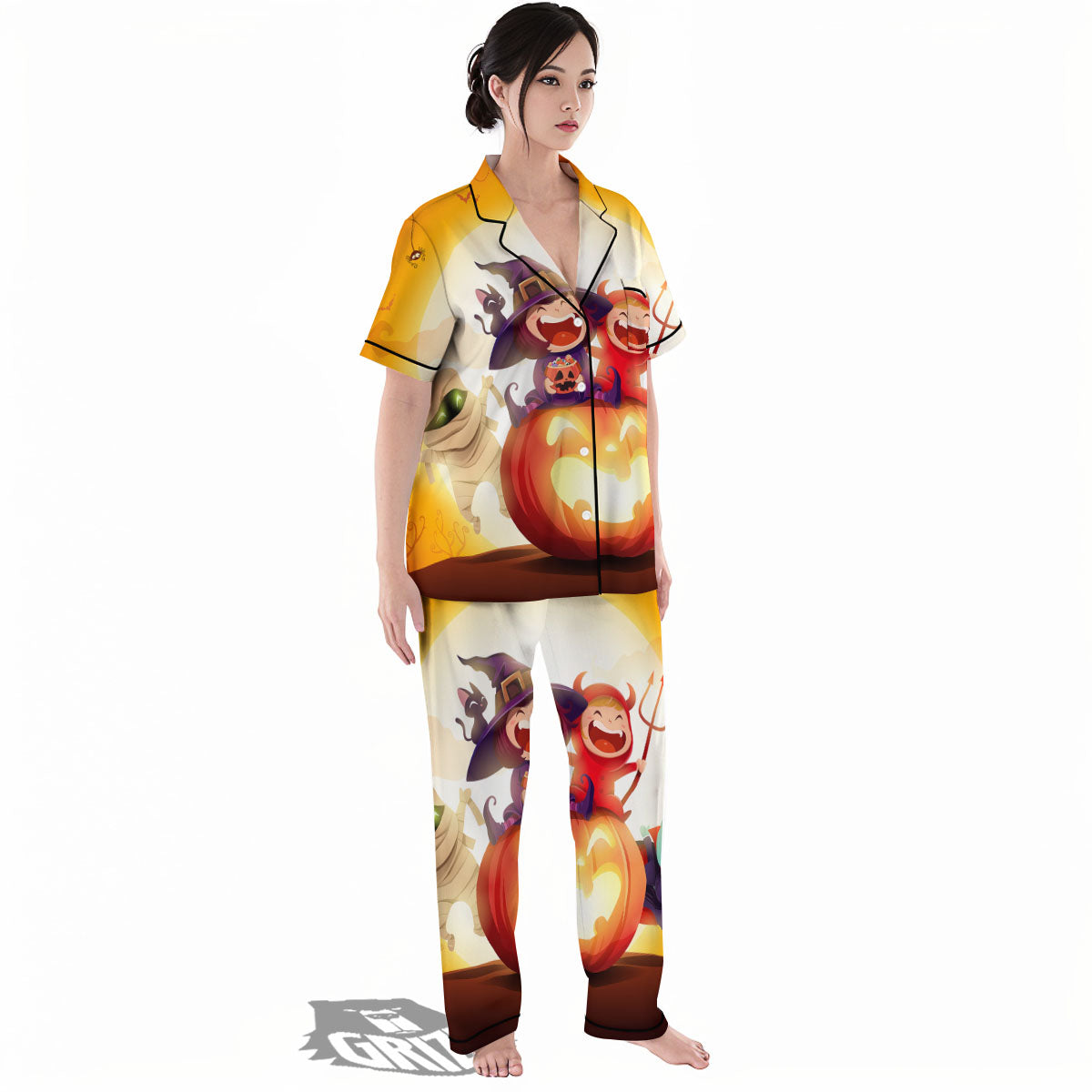 Moonlight Halloween Print Women's Pajamas Set-grizzshop