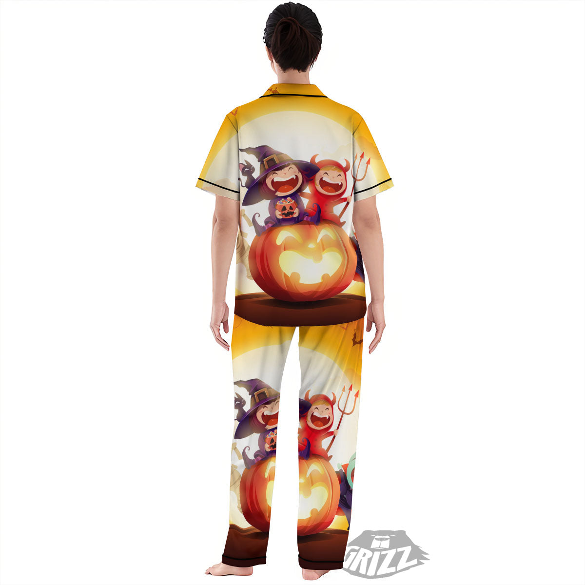 Moonlight Halloween Print Women's Pajamas Set-grizzshop