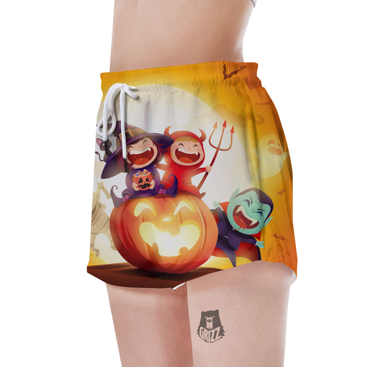 Moonlight Halloween Print Women's Shorts-grizzshop