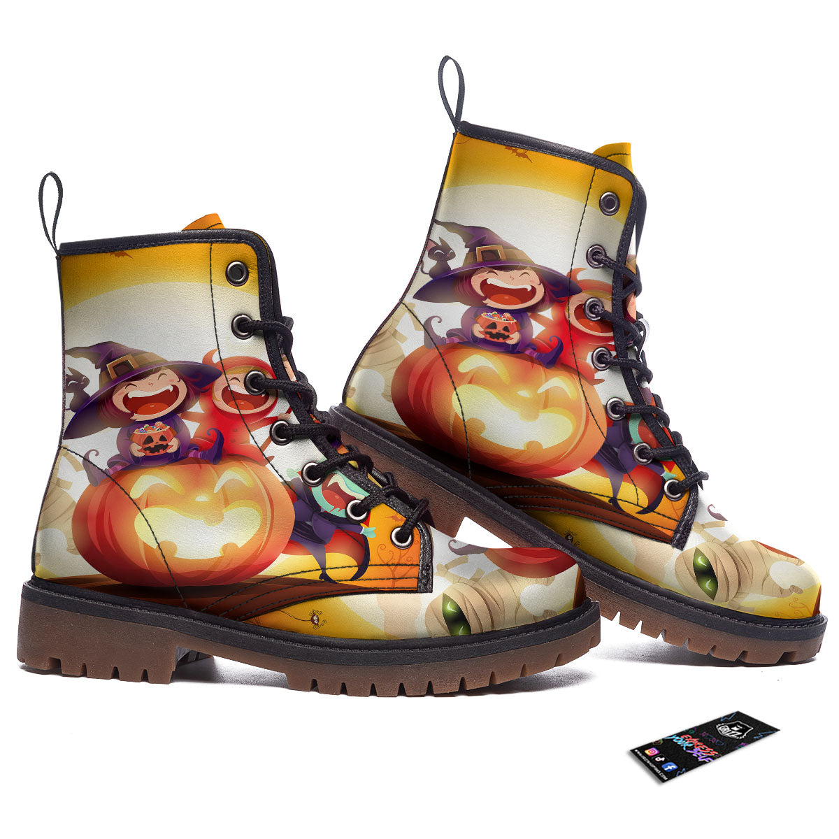 Moonlight Halloween Print Work Boots-grizzshop