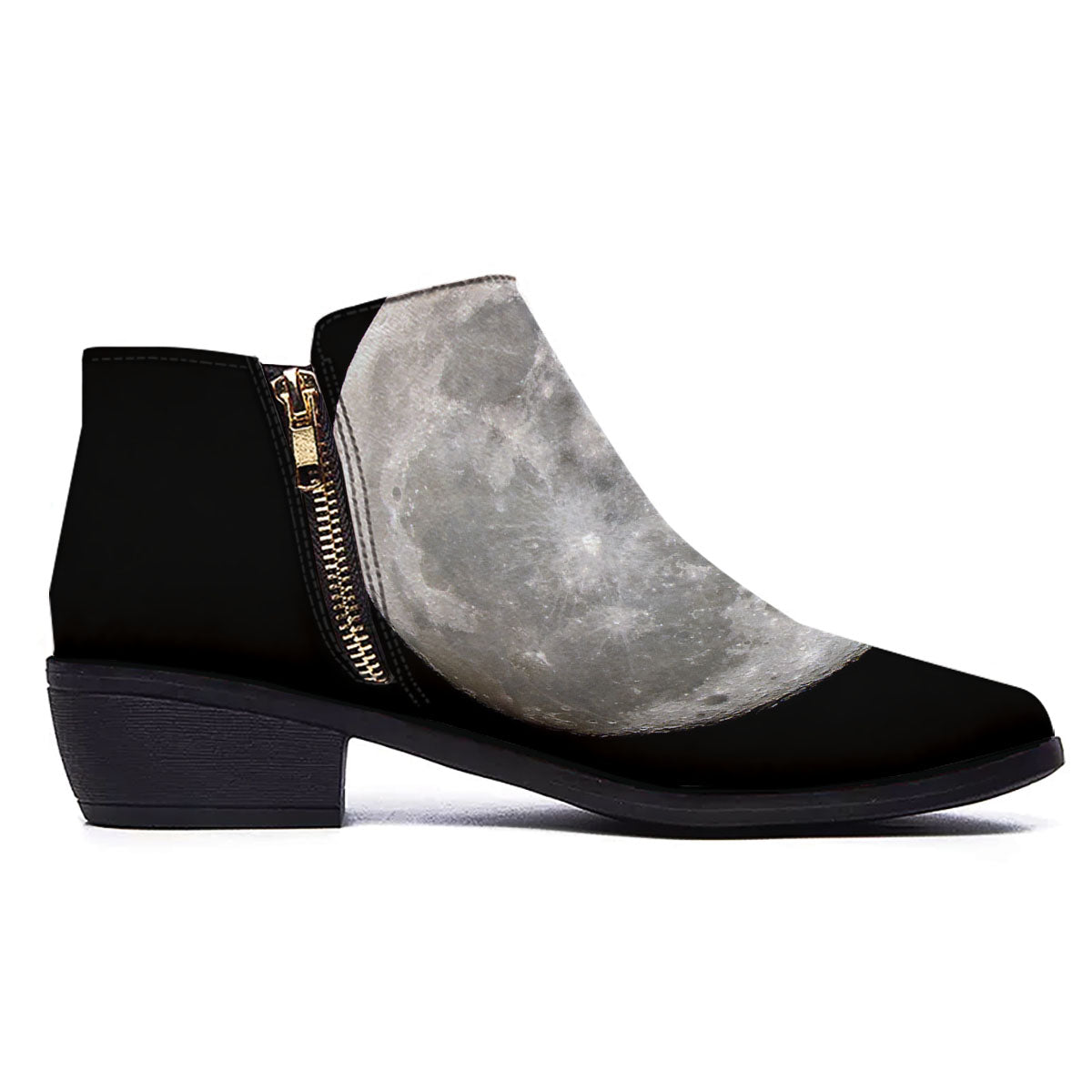 Moonlight White And Black Print Ankle Boots-grizzshop