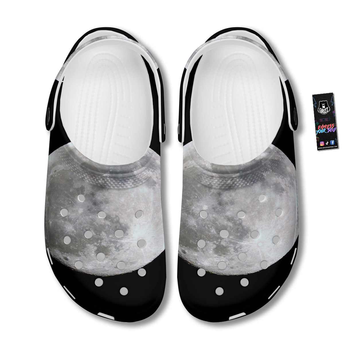 Moonlight White And Black Print Clog-grizzshop