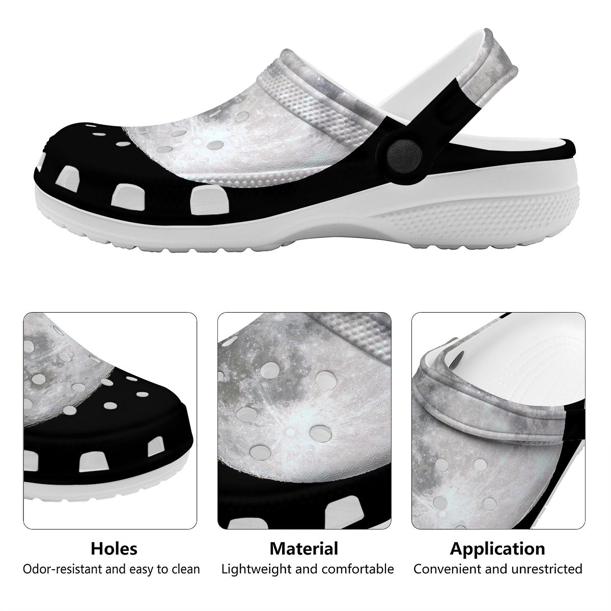 Moonlight White And Black Print Clog-grizzshop