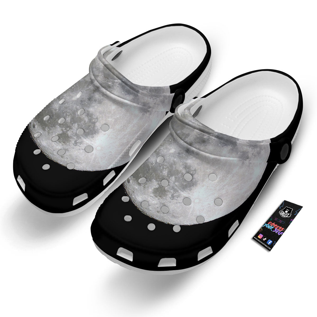 Moonlight White And Black Print Clog-grizzshop