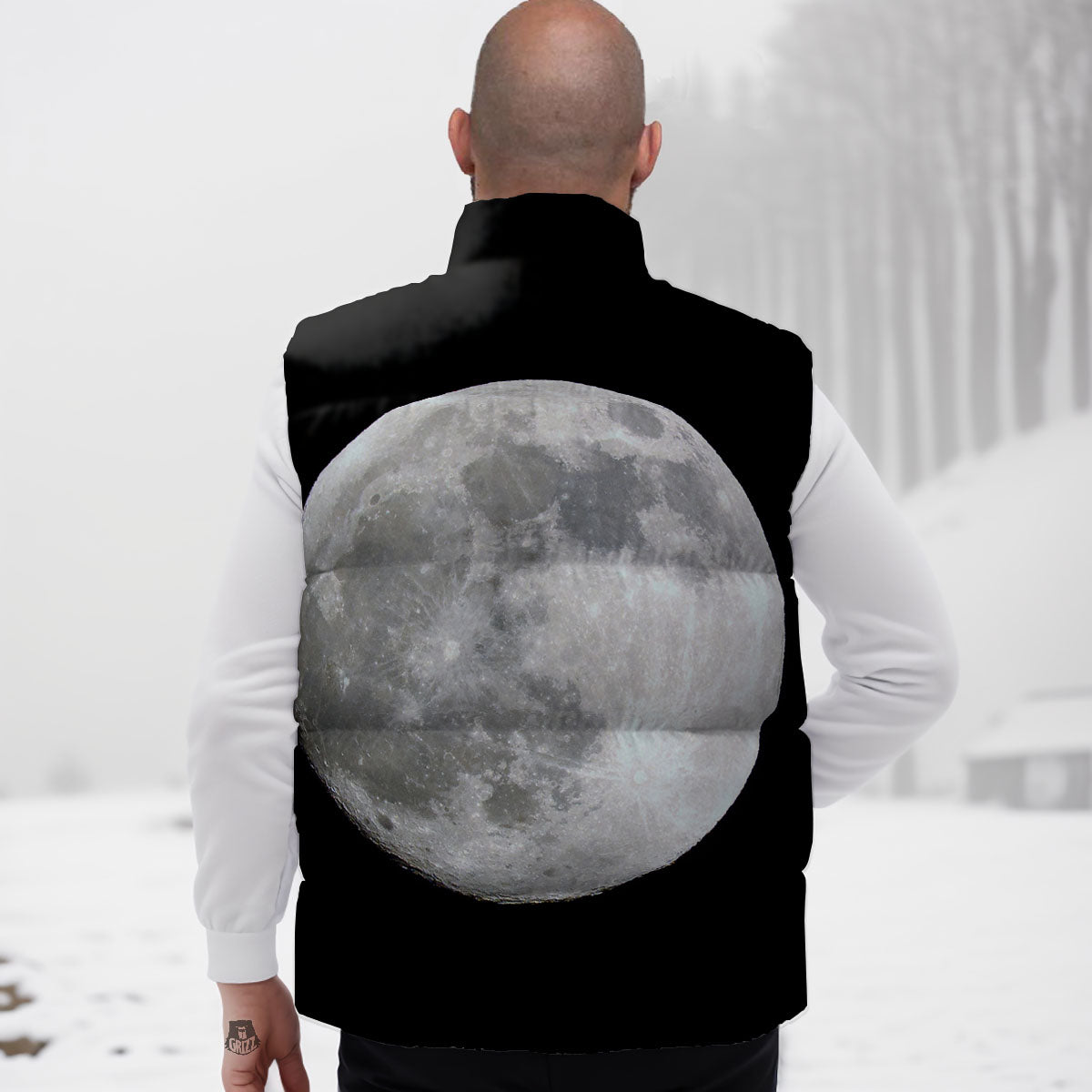 Moonlight White And Black Print Down Vest