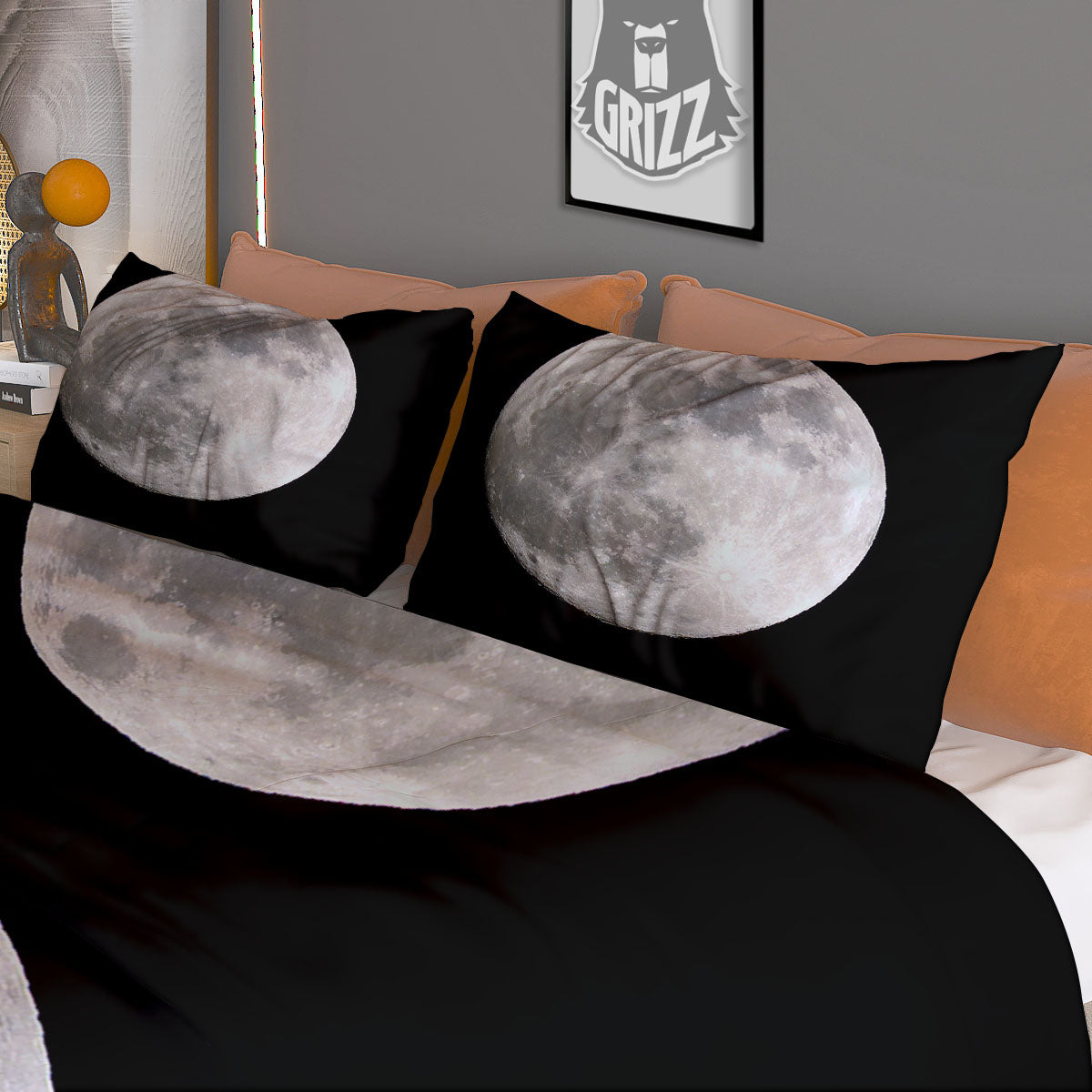 Moonlight White And Black Print Duvet Cover Bedding Set