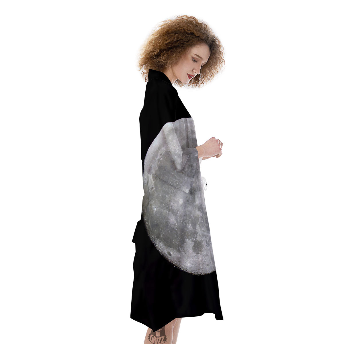 Moonlight White And Black Print Kimono-grizzshop