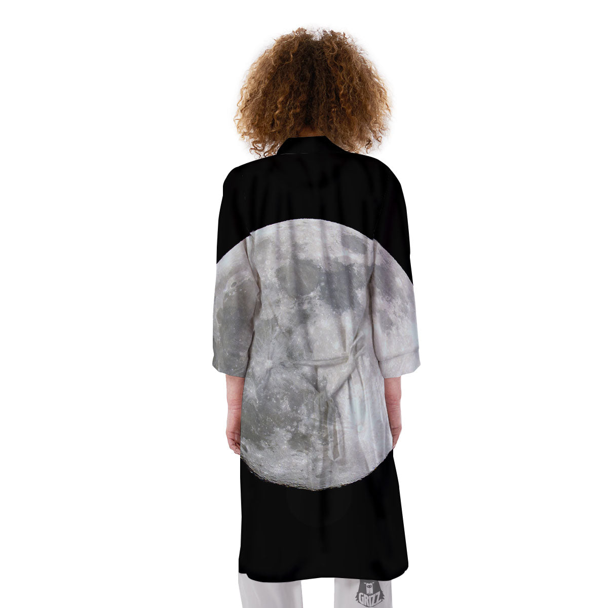 Moonlight White And Black Print Kimono-grizzshop