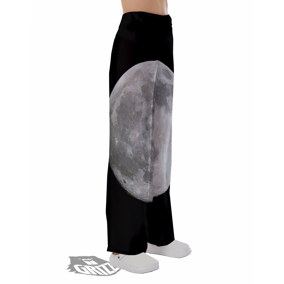 Moonlight White And Black Print Pajama Pants-grizzshop