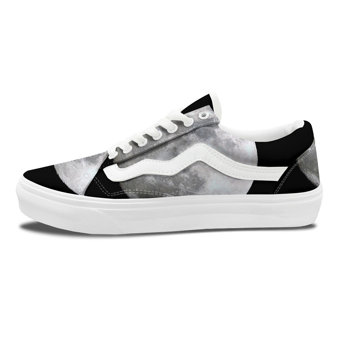 Moonlight White And Black Print Skate Shoes-grizzshop