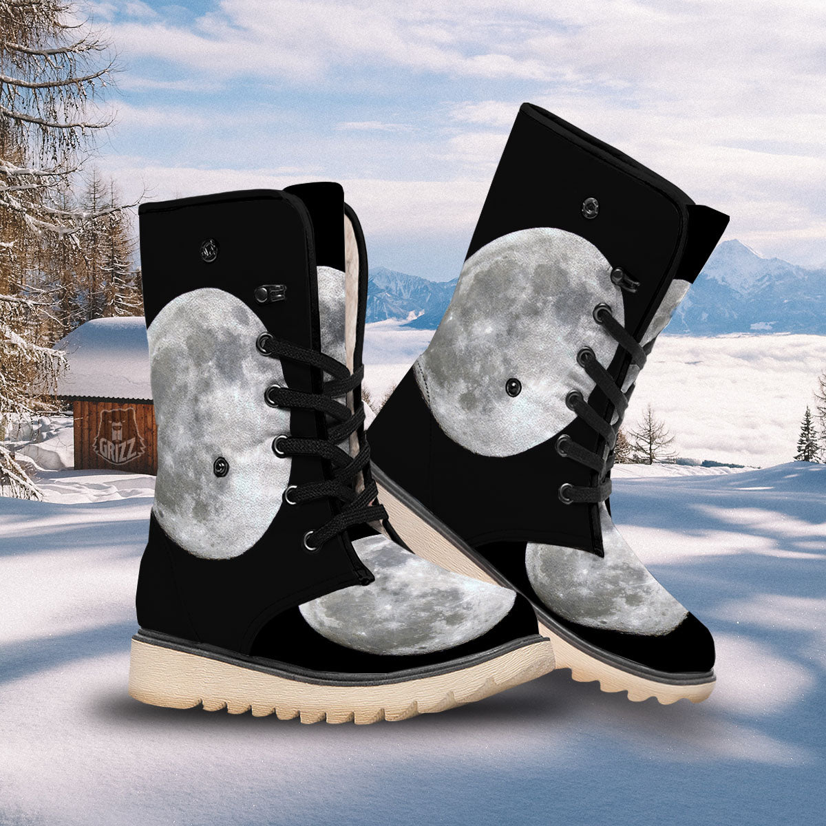 Moonlight White And Black Print Snow Boots-grizzshop