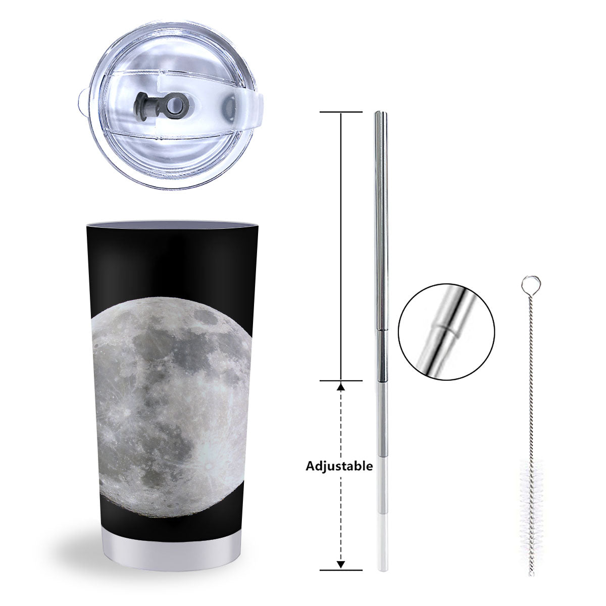Moonlight White And Black Print Tumbler-grizzshop