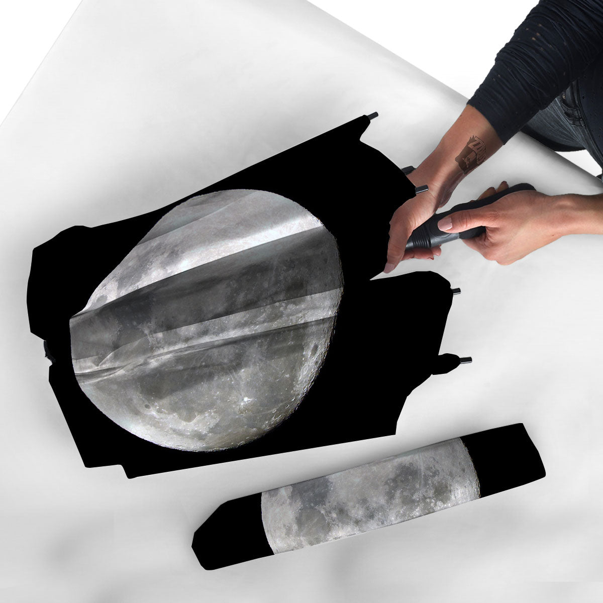 Moonlight White And Black Print Umbrella-grizzshop