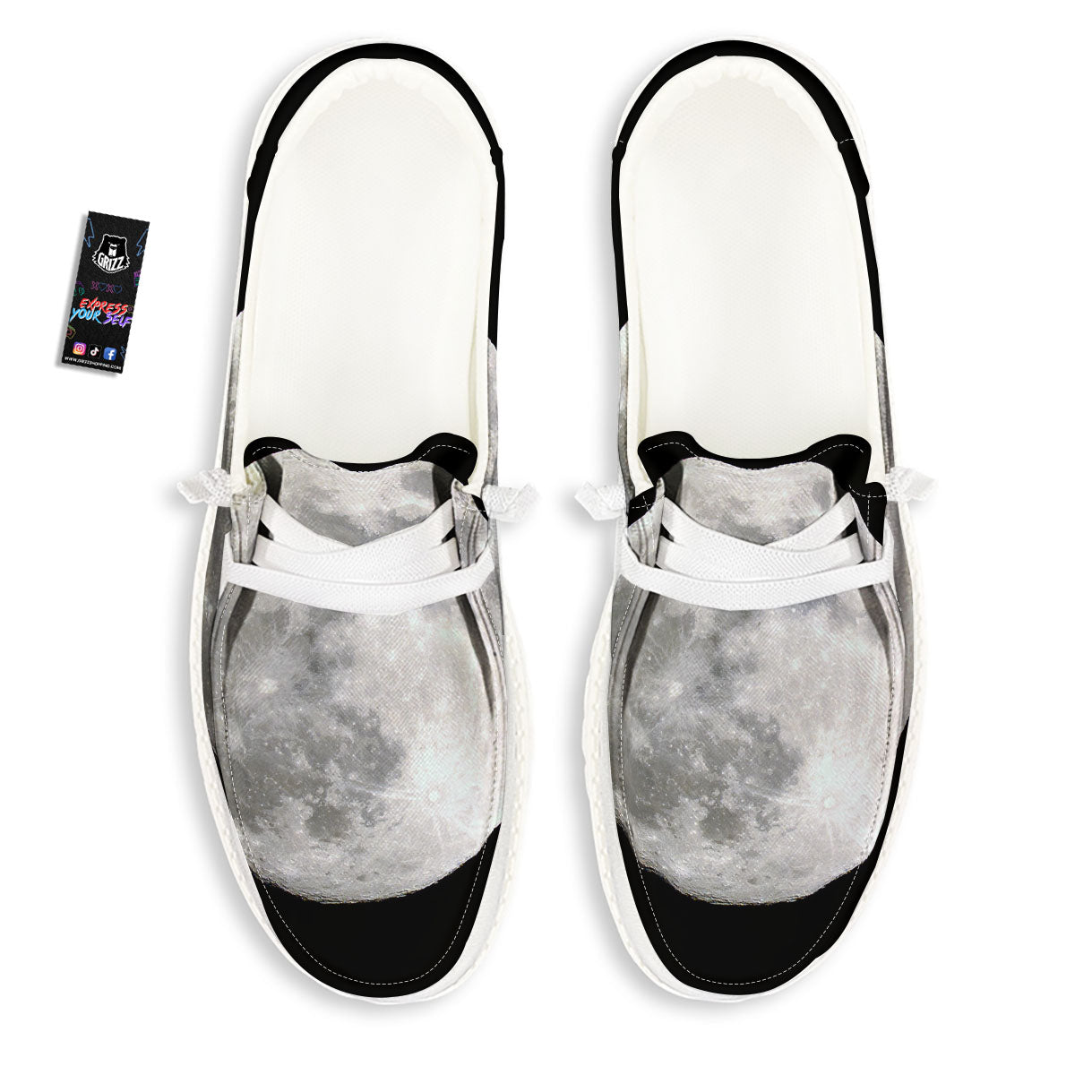 Moonlight White And Black Print White Loafers-grizzshop