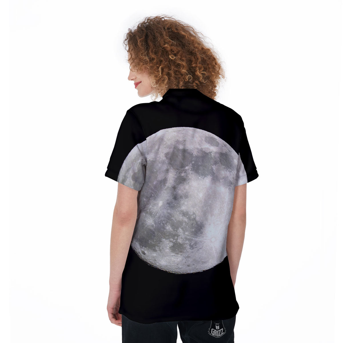 Moonlight White And Black Print Women's Golf Shirts-grizzshop