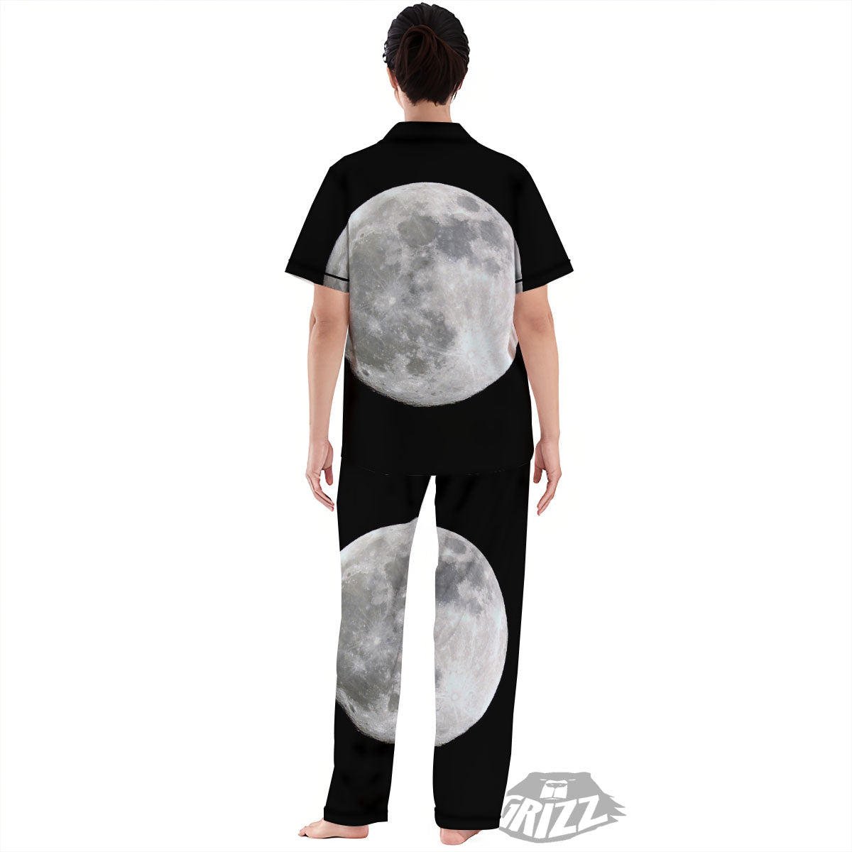 Moonlight White And Black Print Women's Pajamas Set-grizzshop