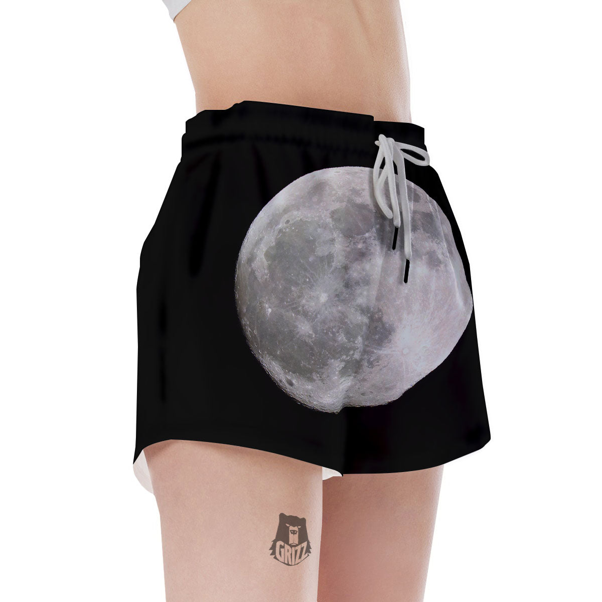 Moonlight White And Black Print Women's Shorts-grizzshop