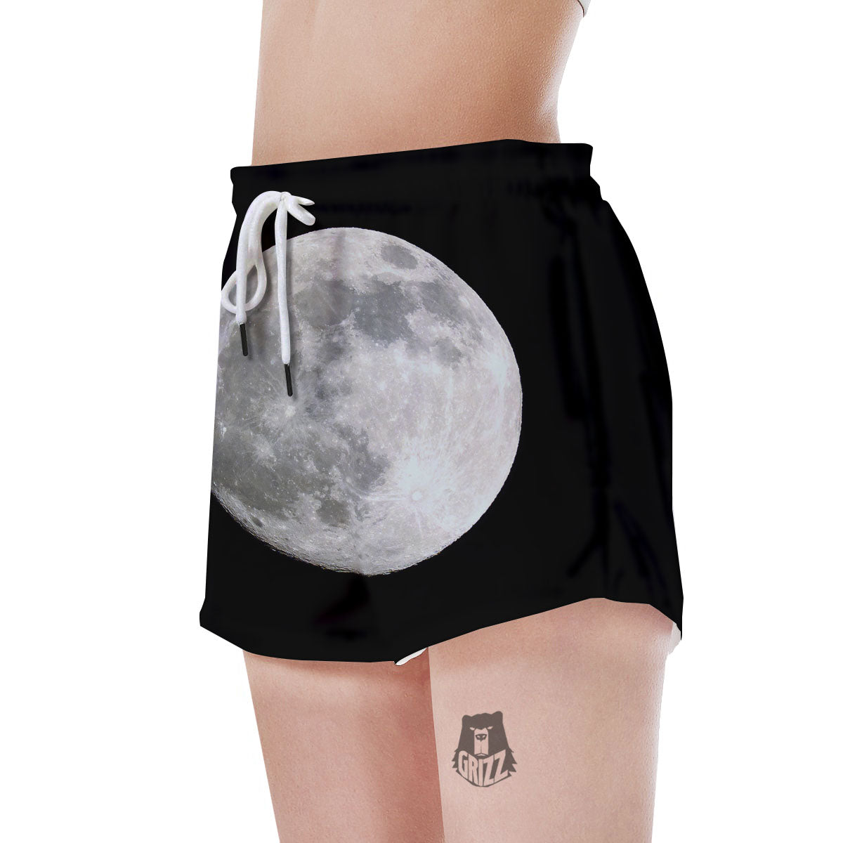 Moonlight White And Black Print Women's Shorts-grizzshop