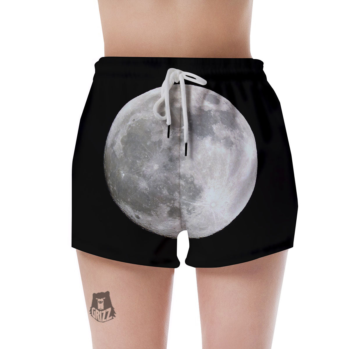 Moonlight White And Black Print Women's Shorts-grizzshop